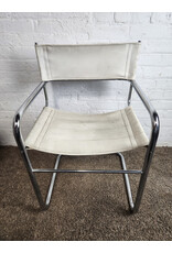 MCM White Leather Cantilever Armchair