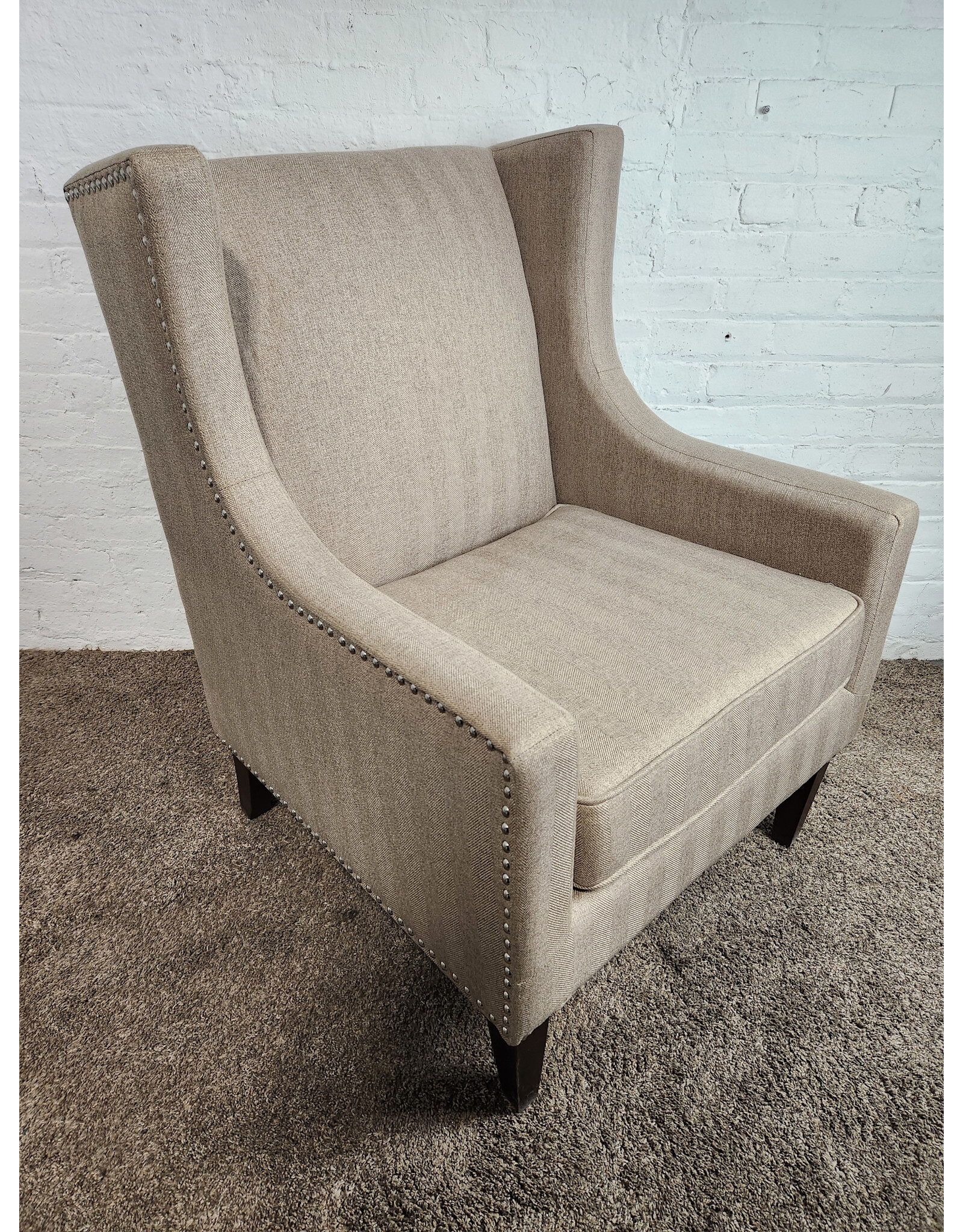 Beige Wingback Armchair
