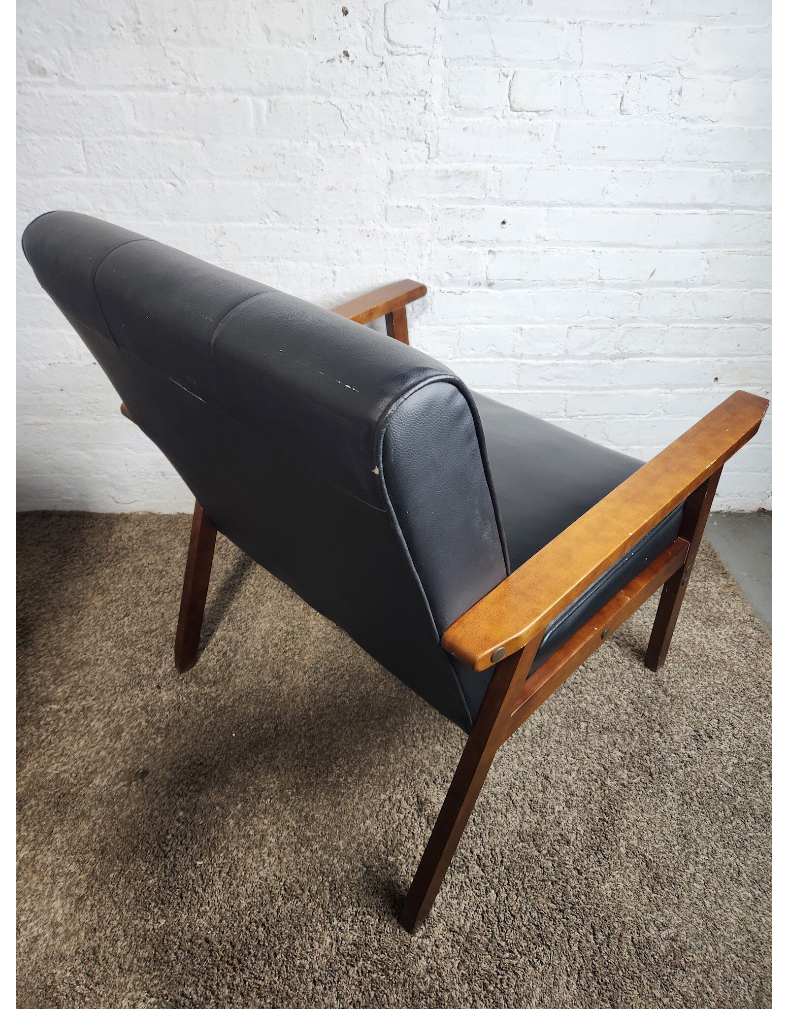 Modern MCM Style Faux Leather Armchair