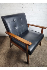 Modern MCM Style Faux Leather Armchair