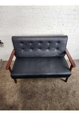 Modern MCM Style Faux Leather Loveseat