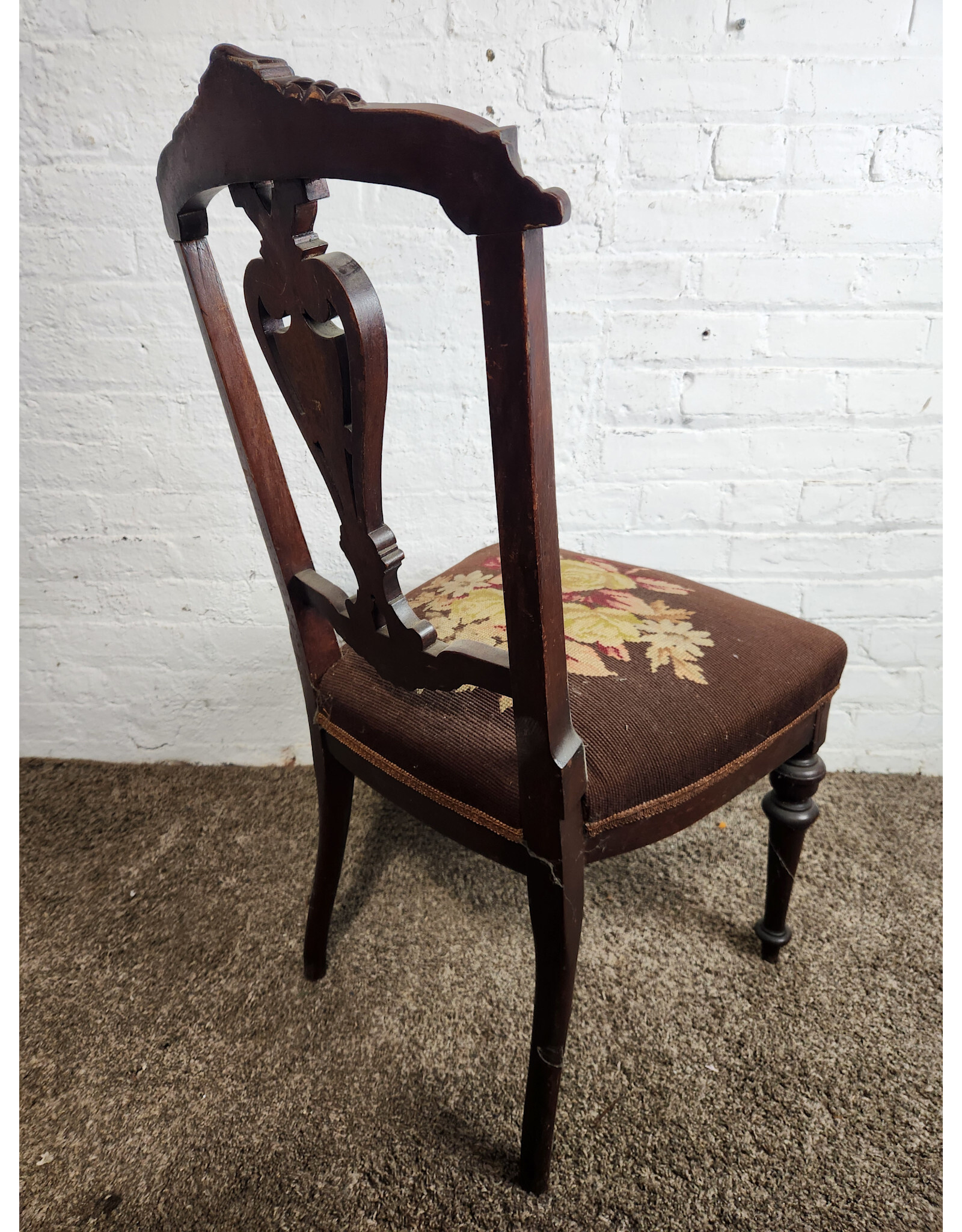 Victorian Renaissance Revival Cross-stitch Seat Dining Chair