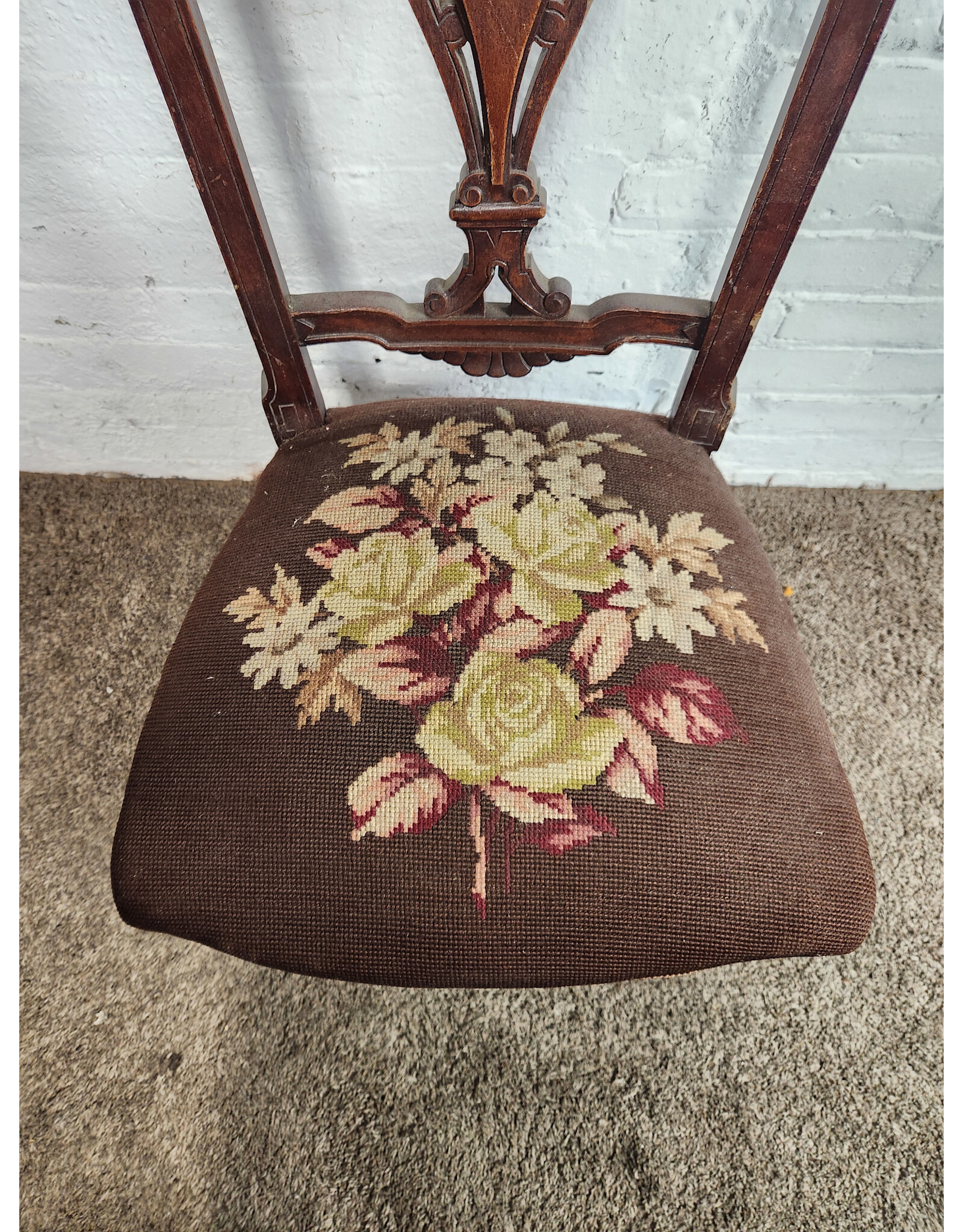 Victorian Renaissance Revival Cross-stitch Seat Dining Chair