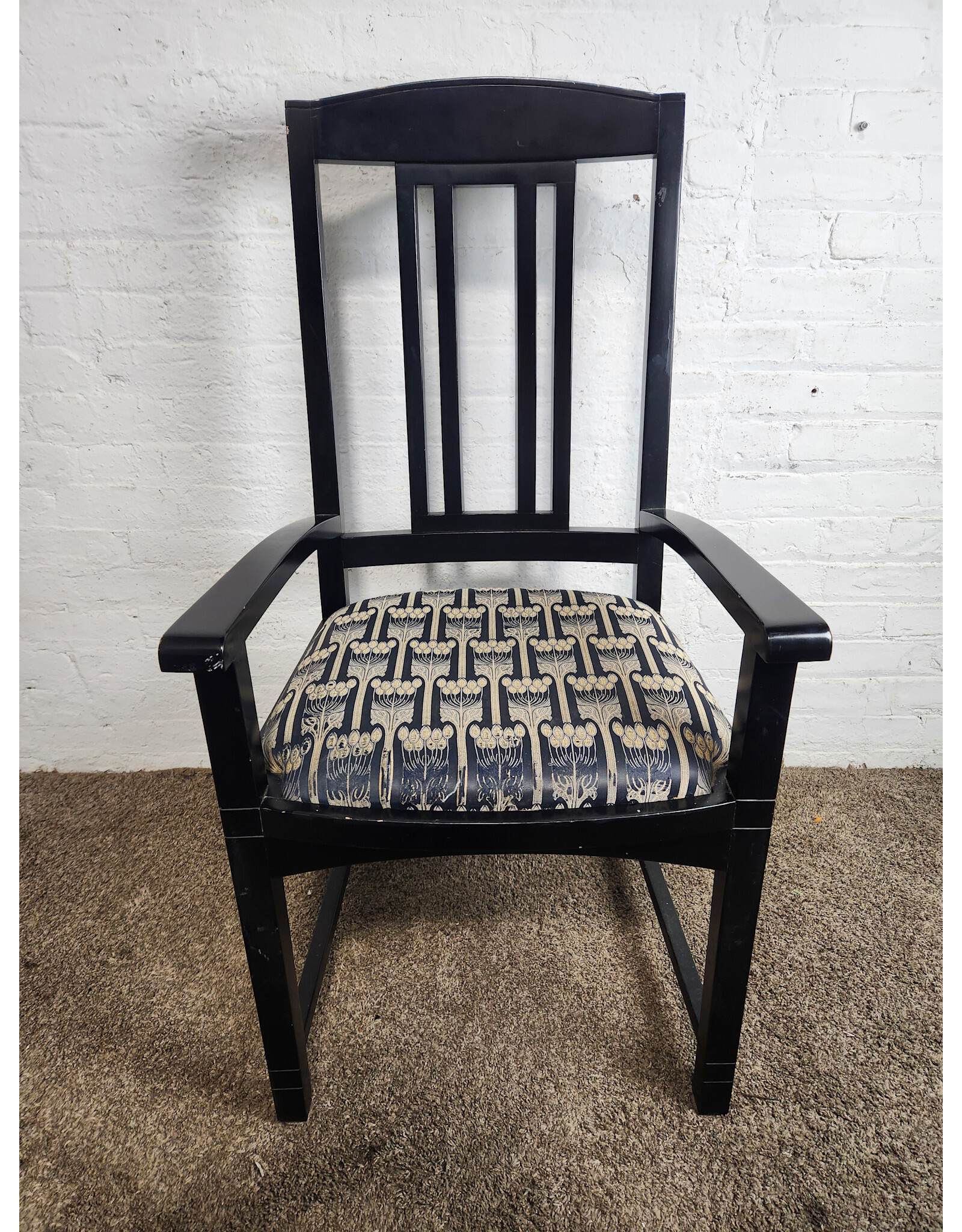 Vintage Black with Upholstered Seat Armchair