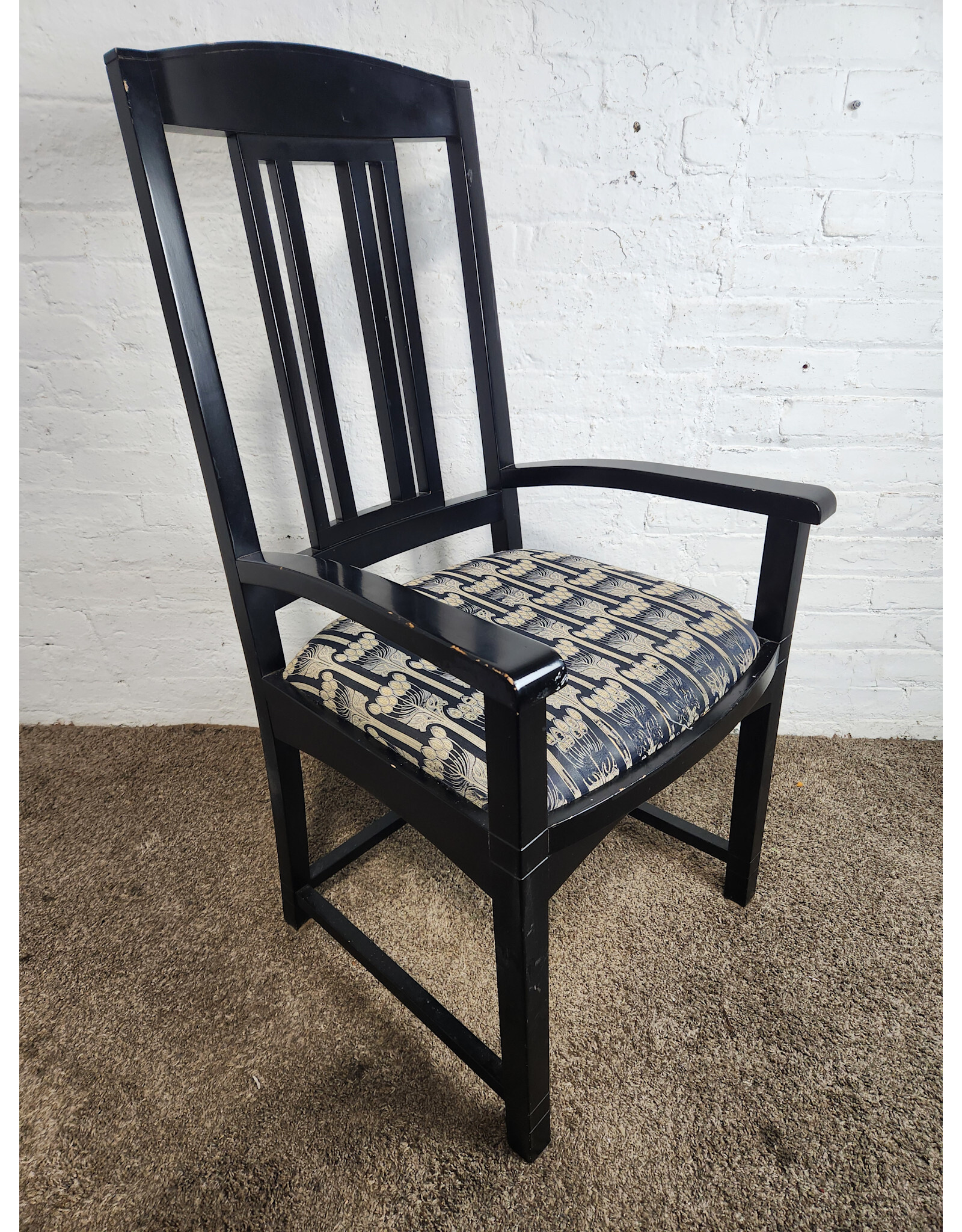 Vintage Black with Upholstered Seat Armchair