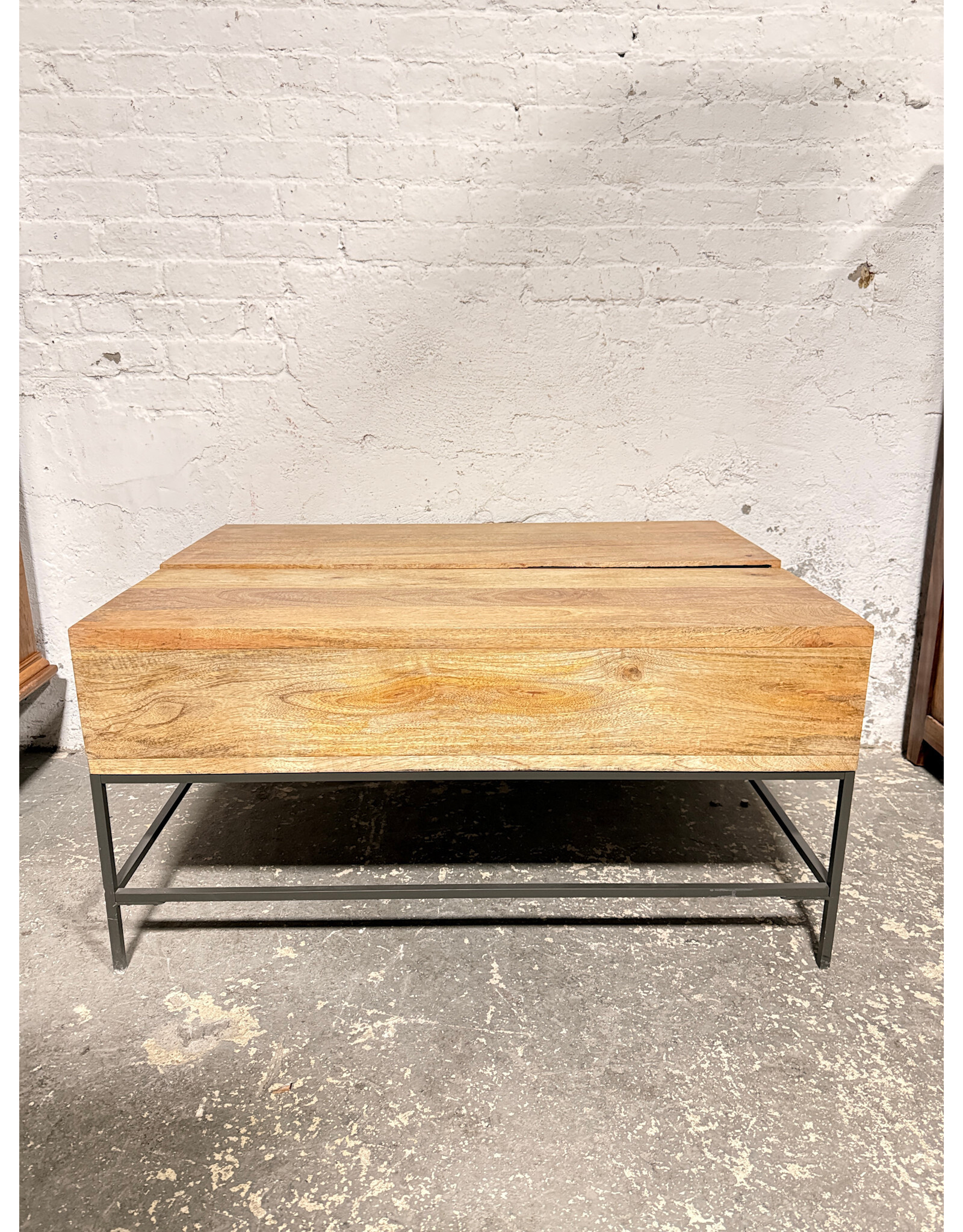 West Elm Industrial Storage Pop-up Coffee Table by West Elm in that Raw Mango