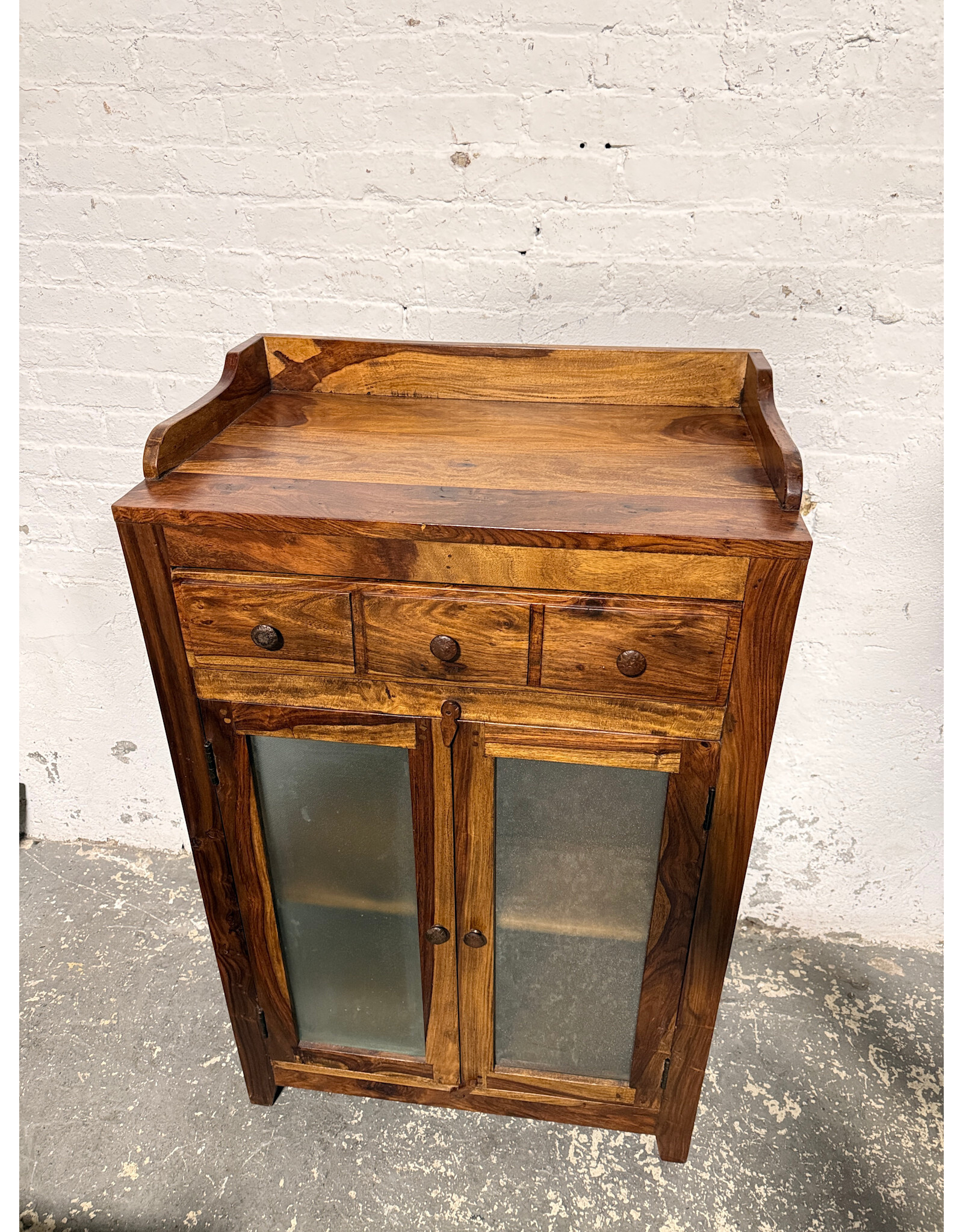 Solid Wood Storage Cabinet With A Honey Finish
