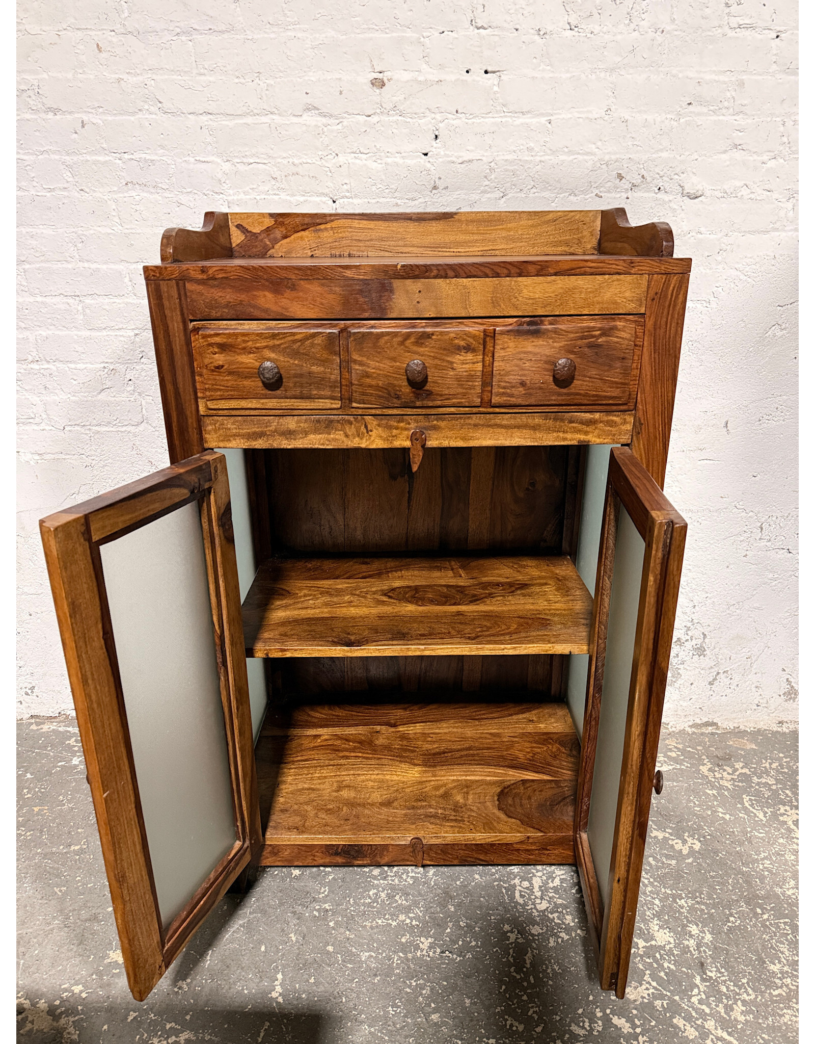 Solid Wood Storage Cabinet With A Honey Finish