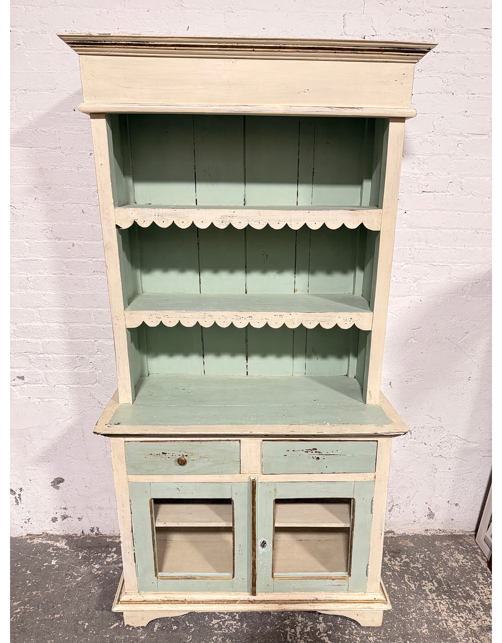 Vintage Style Blue & Cream Milk Painted Cabinet