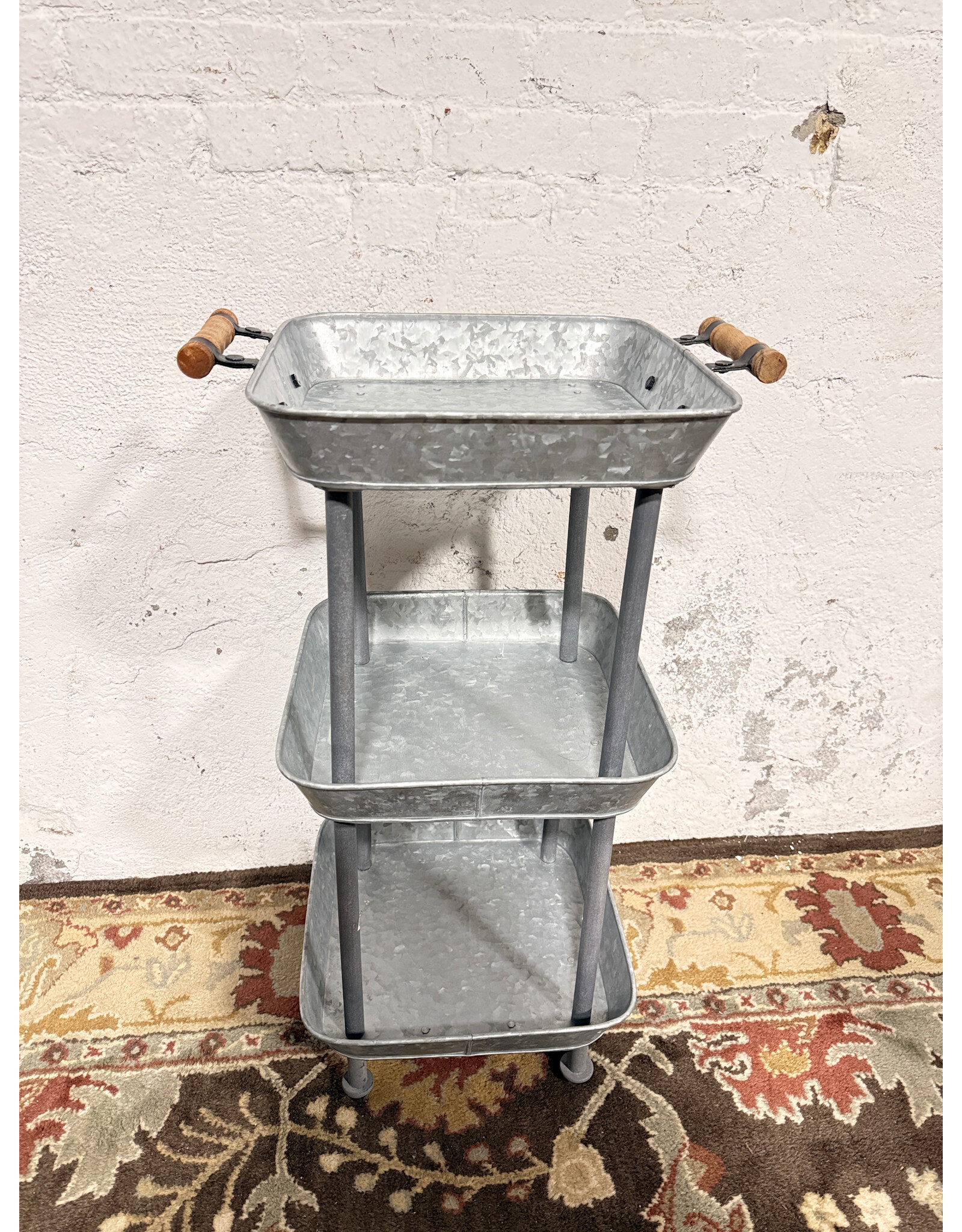 POTTERY BARN Rainier Galvanized 3-Tier Storage Cart by Pottery Barn
