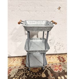 POTTERY BARN Rainier Galvanized 3-Tier Storage Cart by Pottery Barn