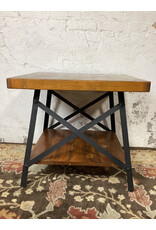 Pine Wood Steel Frame Chandler End Table
