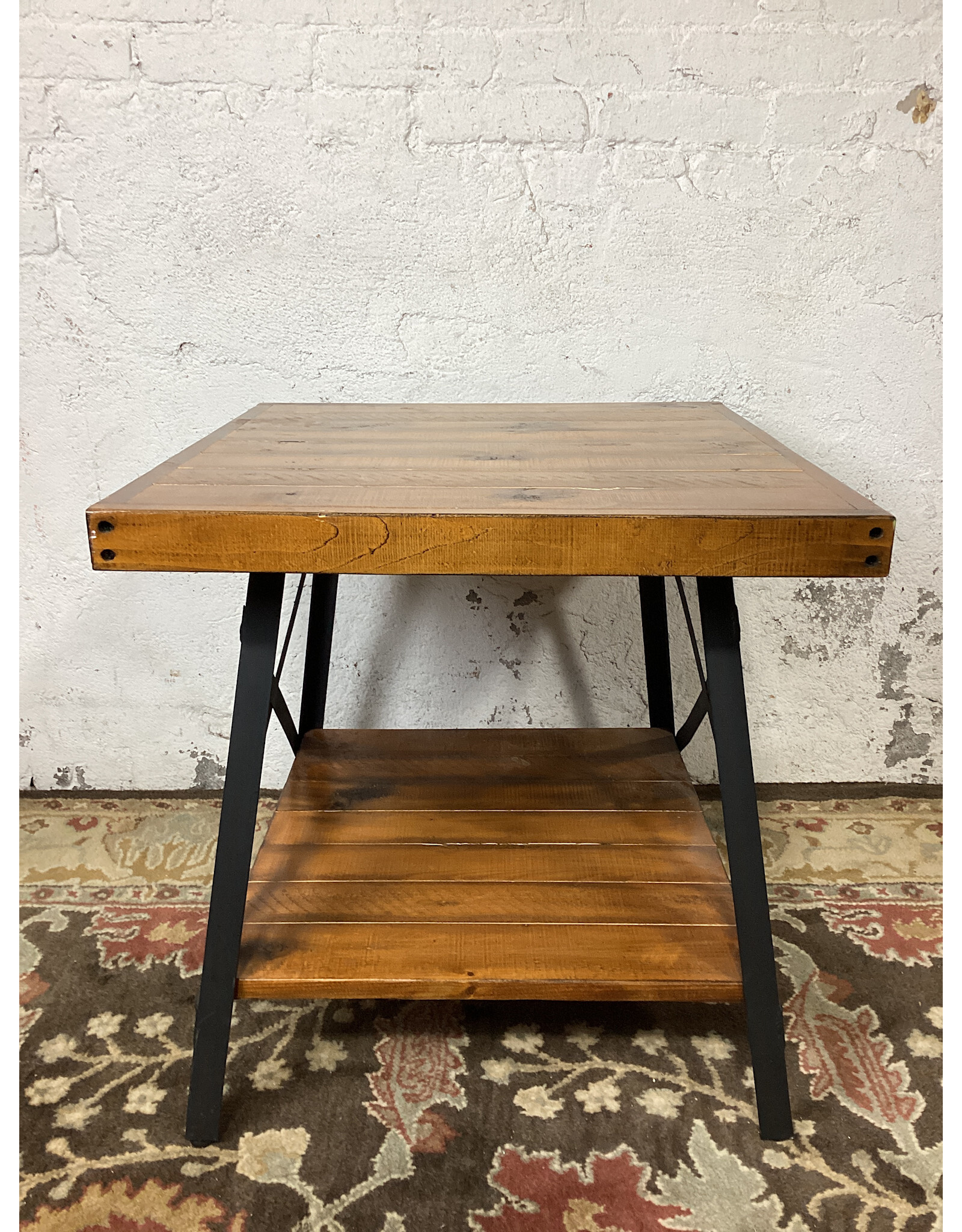 Pine Wood Steel Frame Chandler End Table