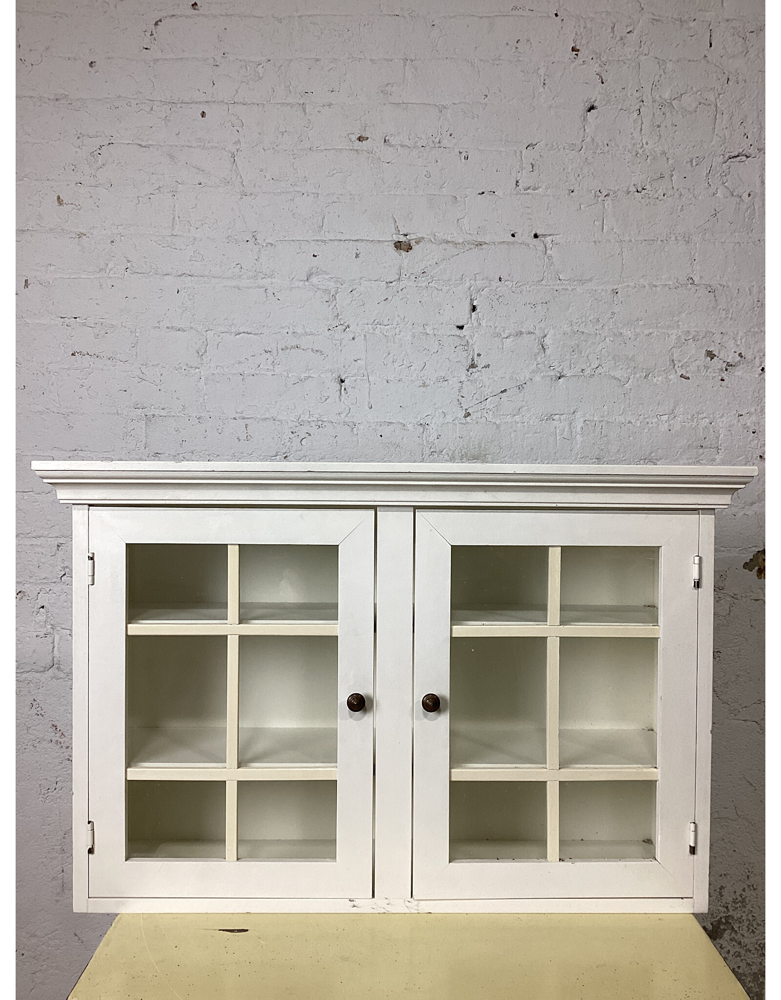 Exposures Furniture Italian White Wood and Glass Display Cabinet