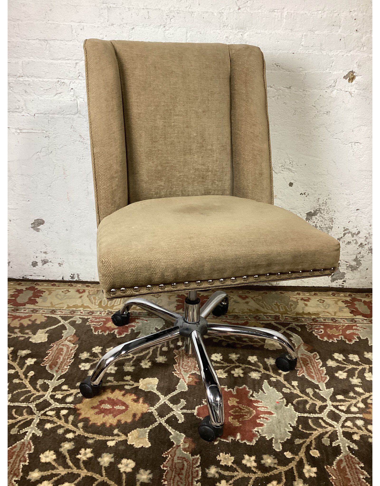 Alyson Office Chair with Silver Nail Heads and Chrome Base