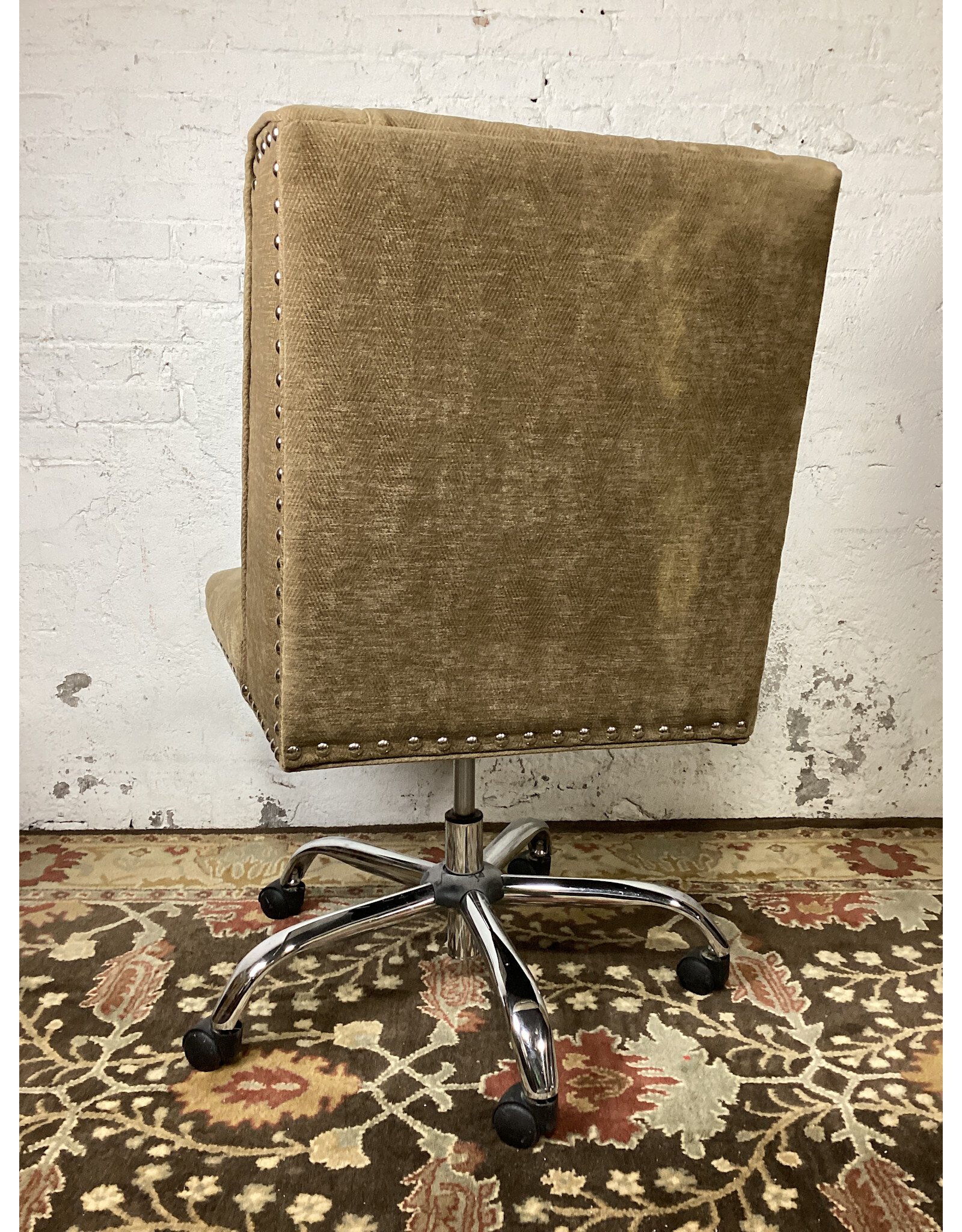 Alyson Office Chair with Silver Nail Heads and Chrome Base