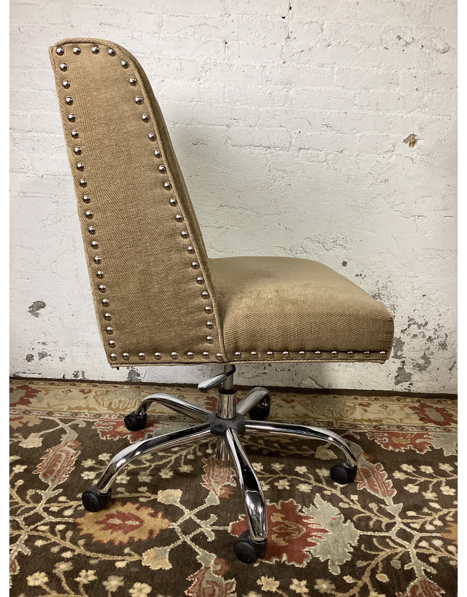 Alyson Office Chair with Silver Nail Heads and Chrome Base