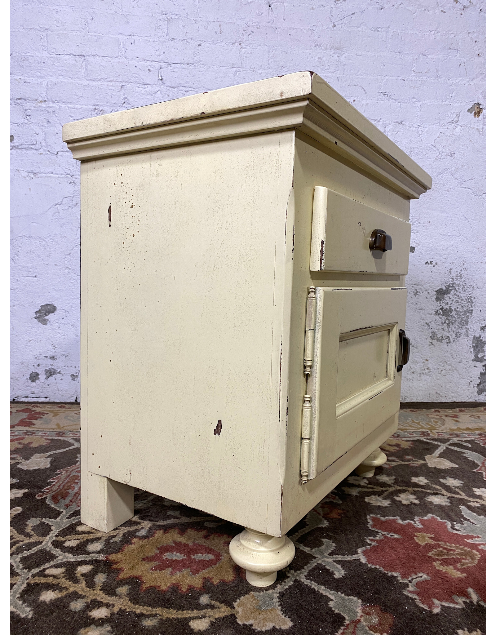 Yellow Italian Single Drawer Wood Nightstand