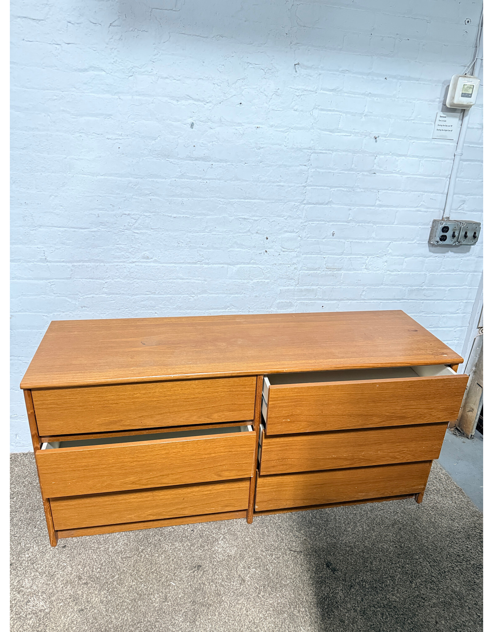 Modern Walnut 6 Drawer Dresser