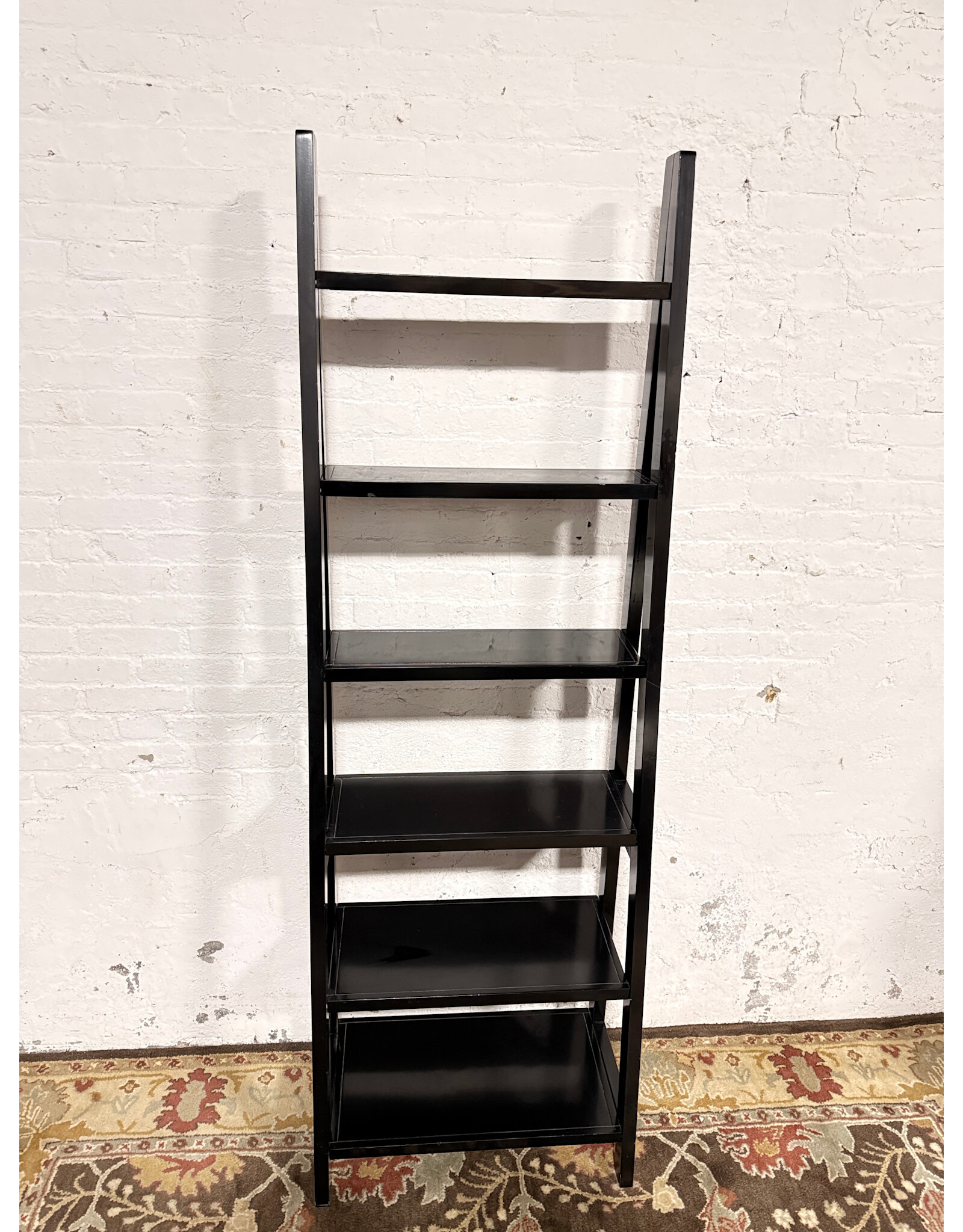 Modern Leaning 6-Shelf Dark Espresso Bookshelf