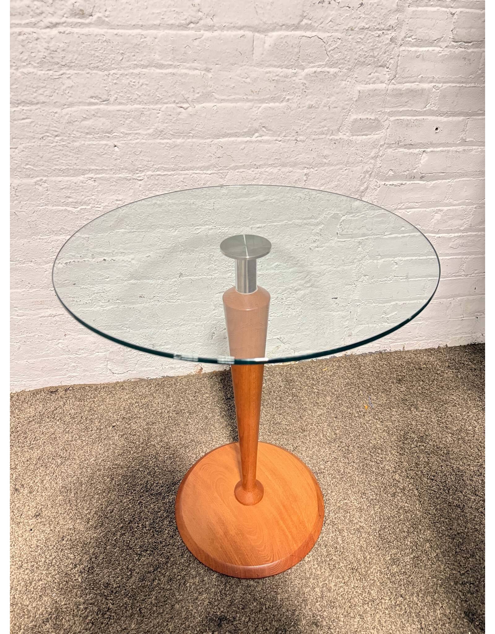 Postmodern Maple & Glass Side Table by Callagaris