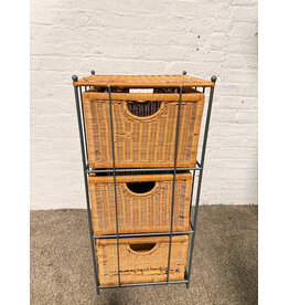 3-Drawer Rattan Storage Unit