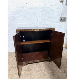 Drexel Heritage Chinoiserie style cabinet with hand-painted Asian vignettes and gold trim