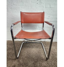 Vintage Mart Stam Style Chrome and Leather Cantilever Chair