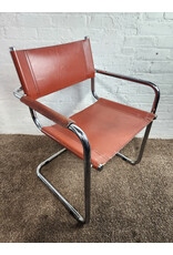 Vintage Chrome and Leather Cantilever Chair (Missing 1 Arm Rest)