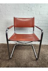 Vintage Chrome and Leather Cantilever Chair (Missing 1 Arm Rest)