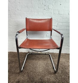 Vintage Chrome and Leather Cantilever Chair (Missing 1 Arm Rest)