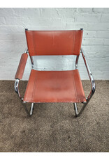 Vintage Chrome and Leather Cantilever Chair (Missing 1 Arm Rest)