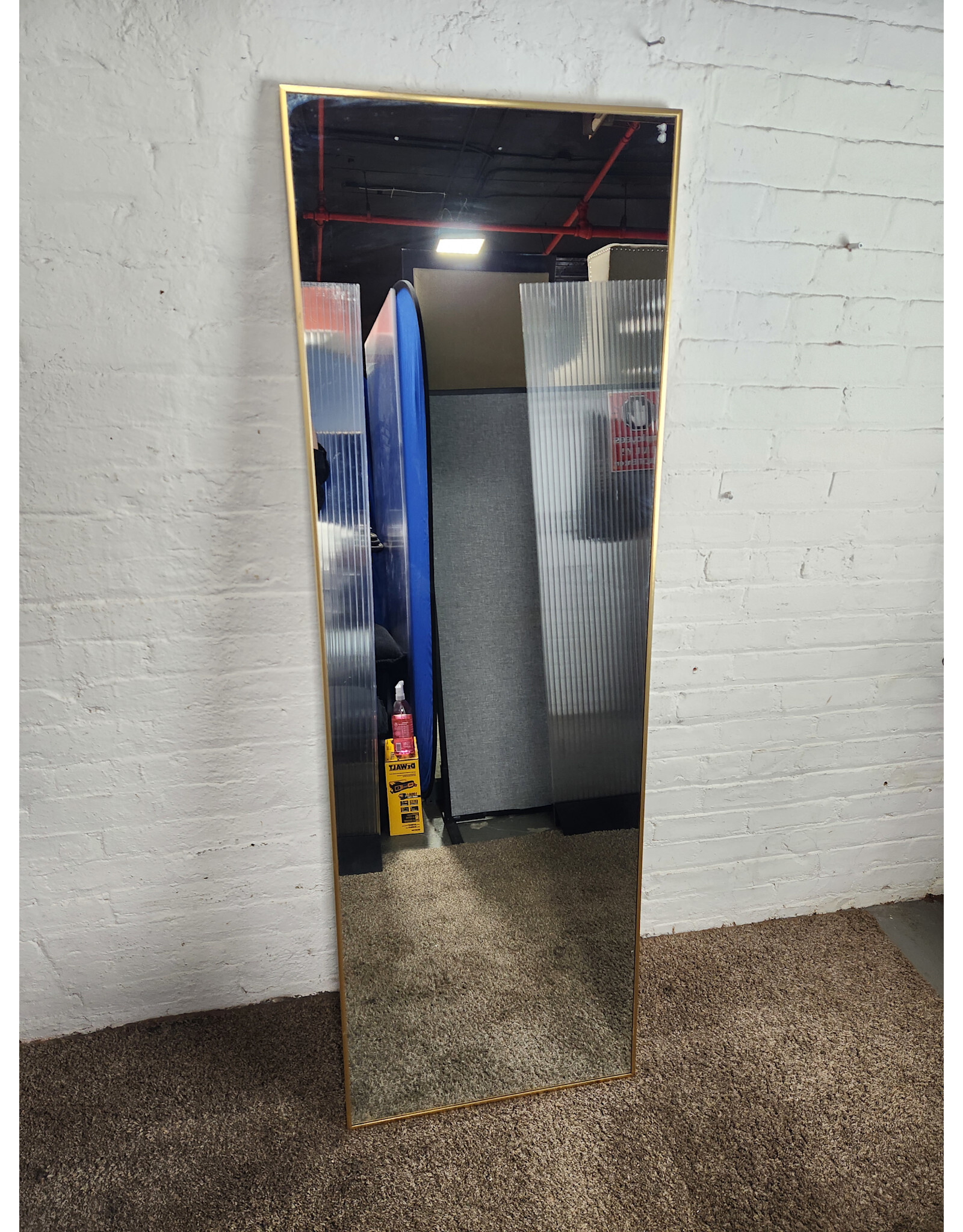 Rectangular Gold Metal Frame Hanging Mirror