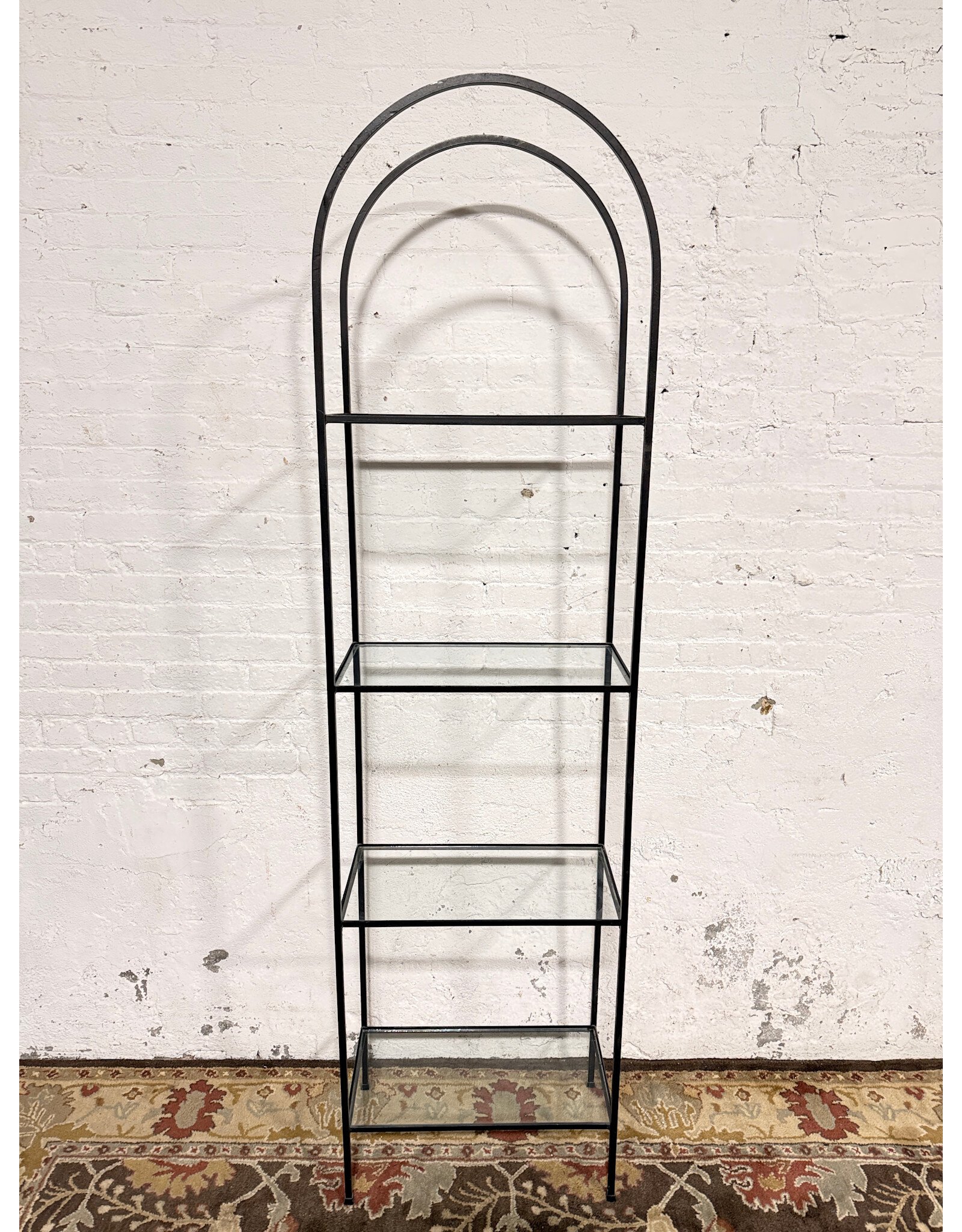 Mid-Century Black Steel & Glass Etagère