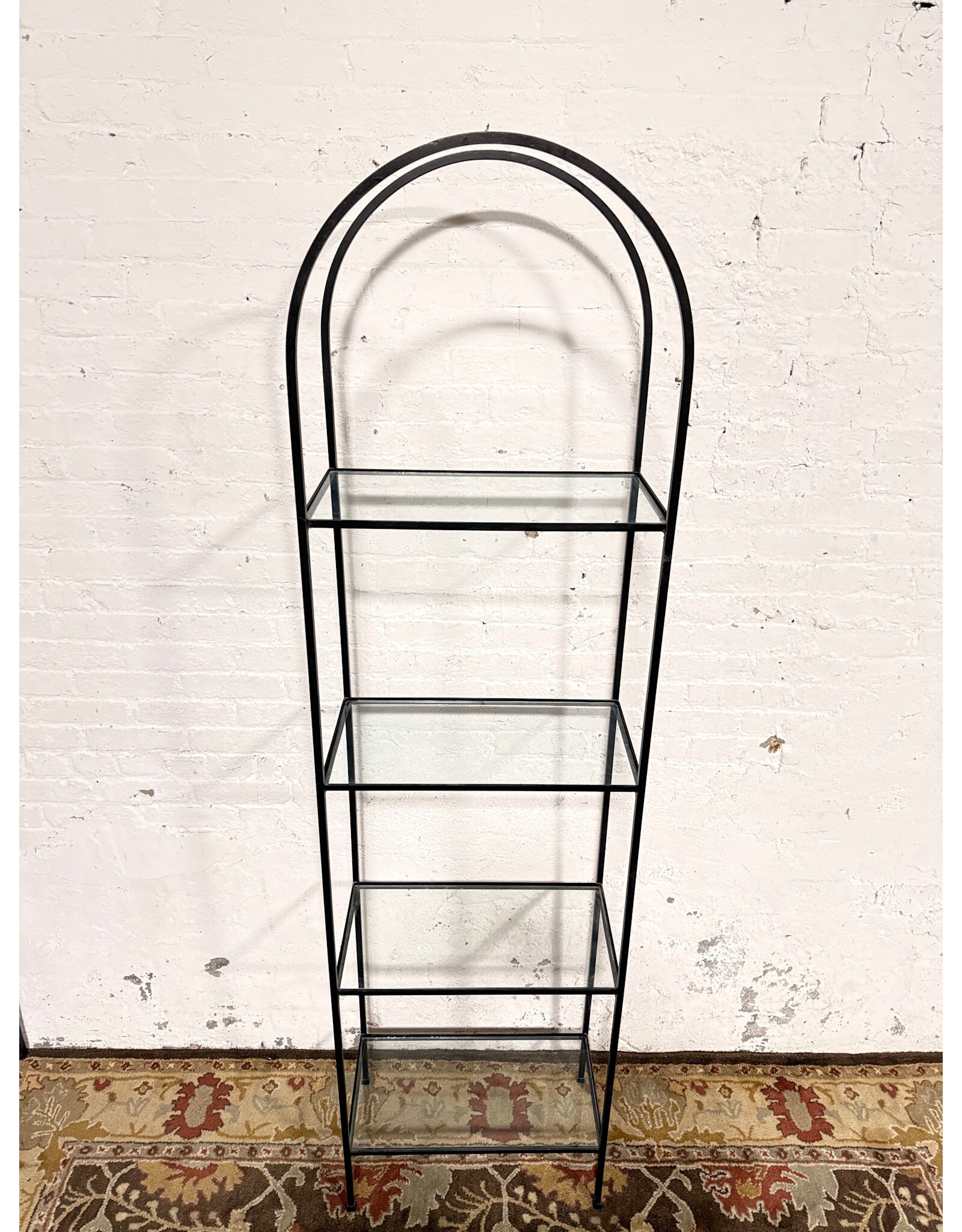 Mid-Century Black Steel & Glass Etagère