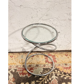 Rosen For Pace Modern Chrome Spiral Glass Top Side/End Table