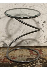 Rosen For Pace Modern Chrome Spiral Glass Top Side/End Table