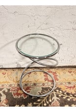 Rosen For Pace Modern Chrome Spiral Glass Top Side/End Table