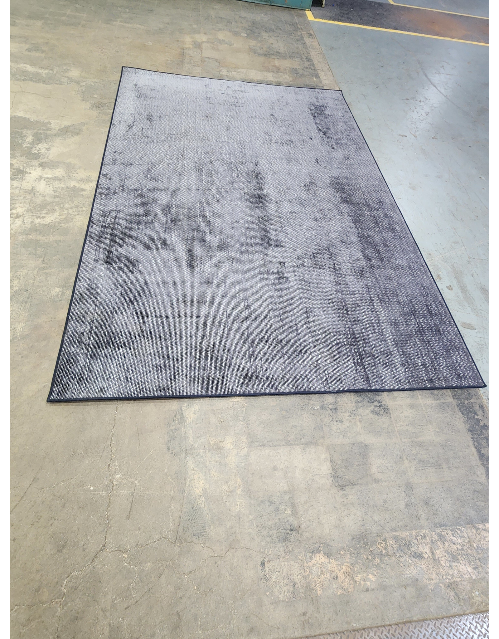 Gray and White Chevron Pattern Area Rug