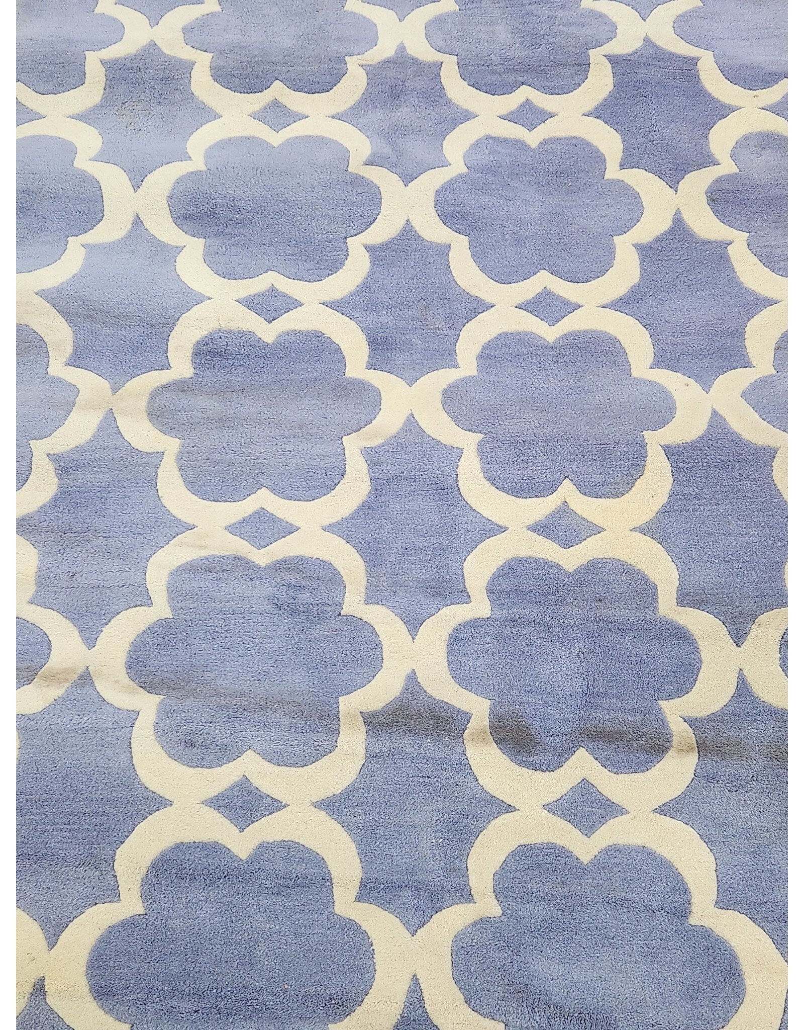 Blue and White Flower Pattern Area Rug
