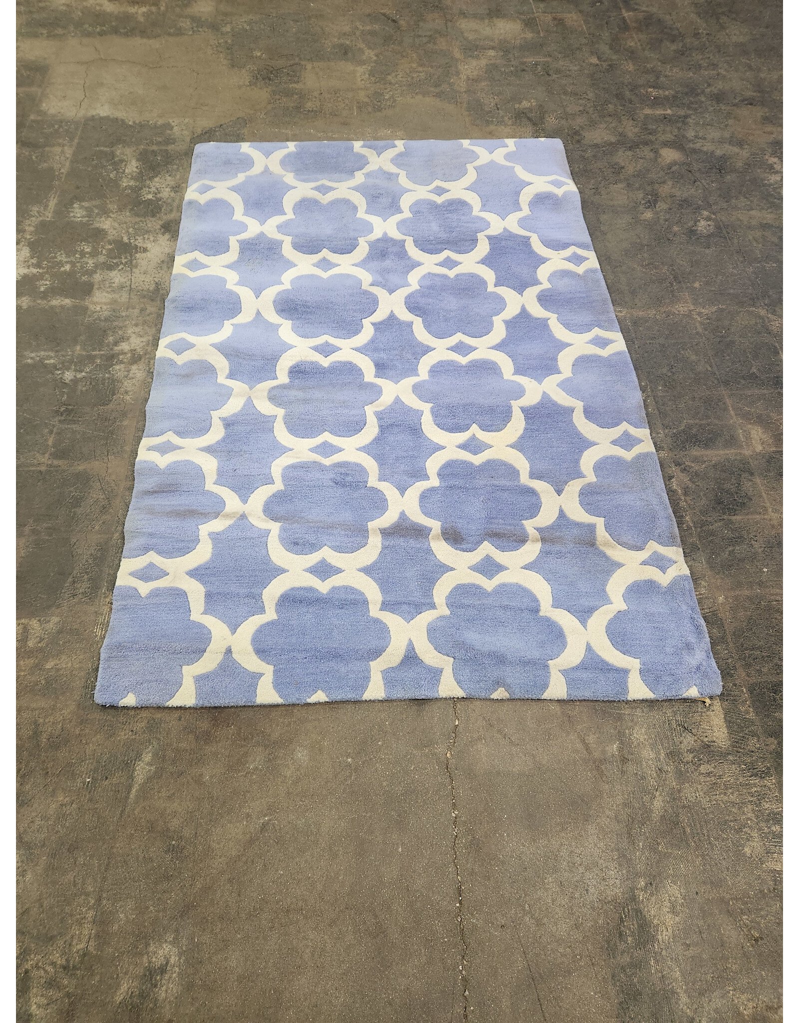 Blue and White Flower Pattern Area Rug