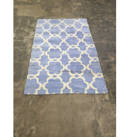 Blue and White Flower Pattern Area Rug