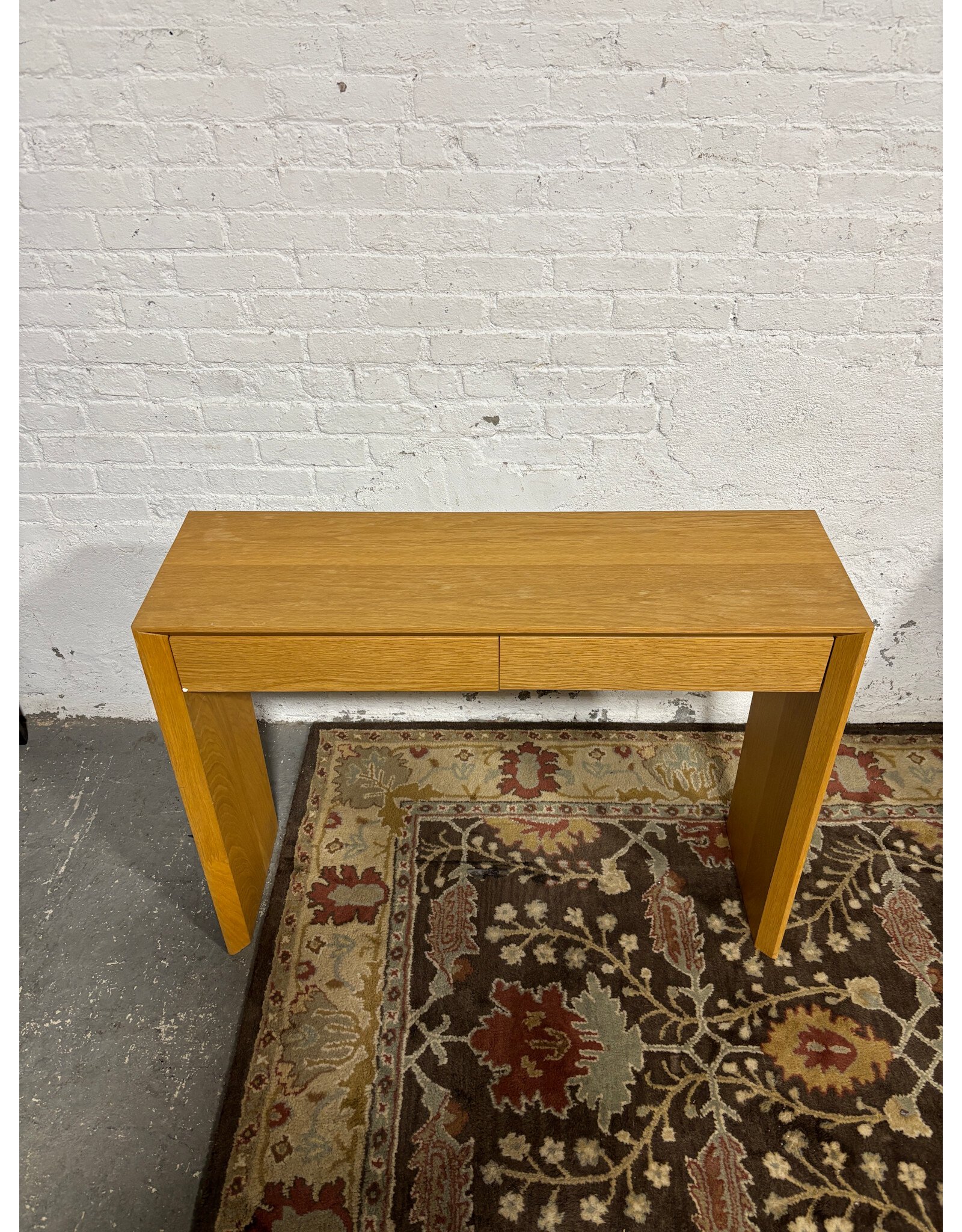 Ortona Warm Blonde Wood Slab Leg Console Table