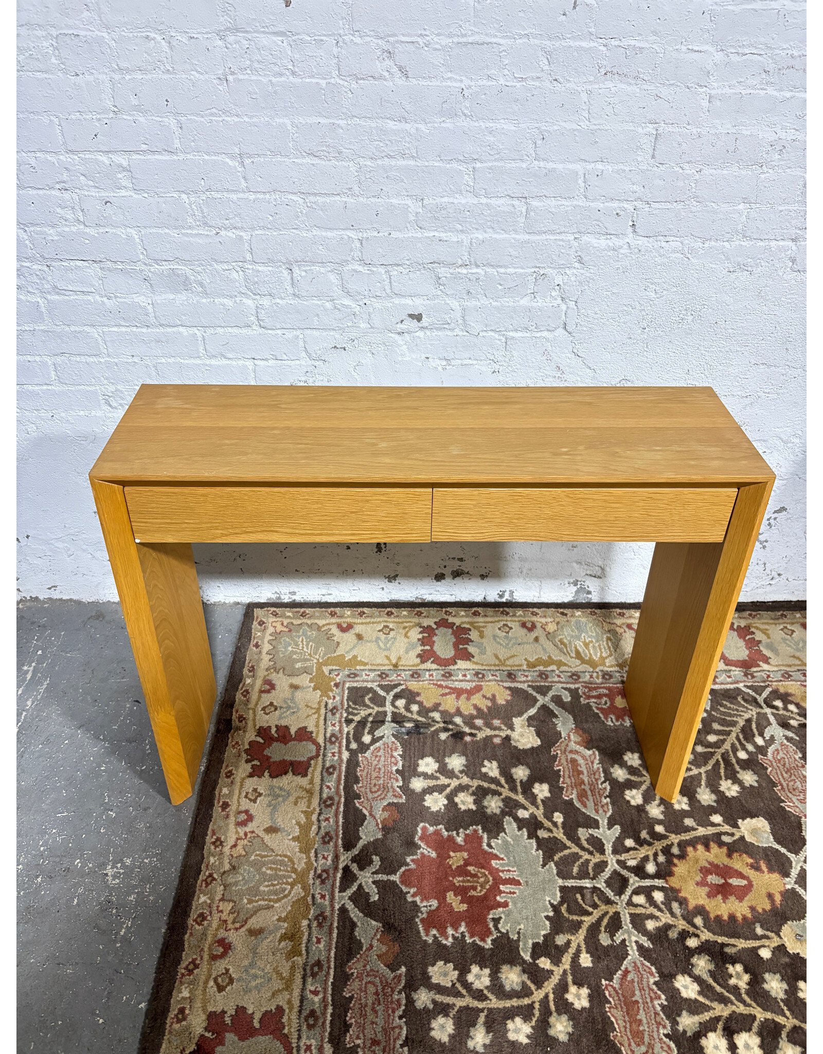 Ortona Warm Blonde Wood Slab Leg Console Table