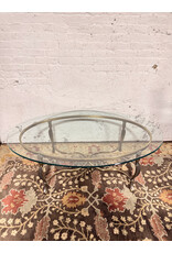 Vintage Brass Base & Oval Glass Coffee Table