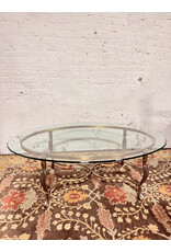 Vintage Brass Base & Oval Glass Coffee Table