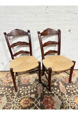 Wooden Ladder Back Dining Chair with Woven Seat