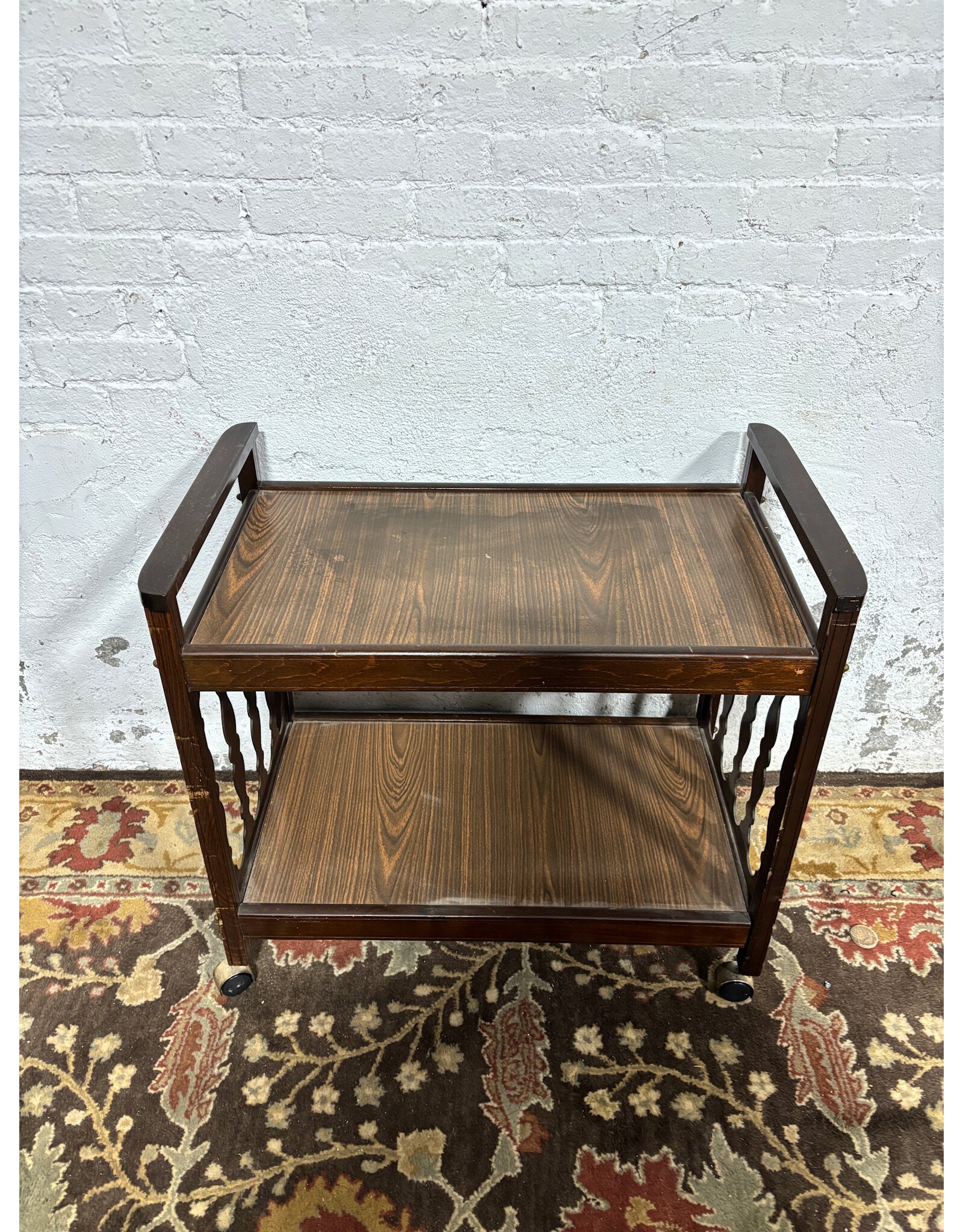 Mid Century Modern Wooden Serving Cart
