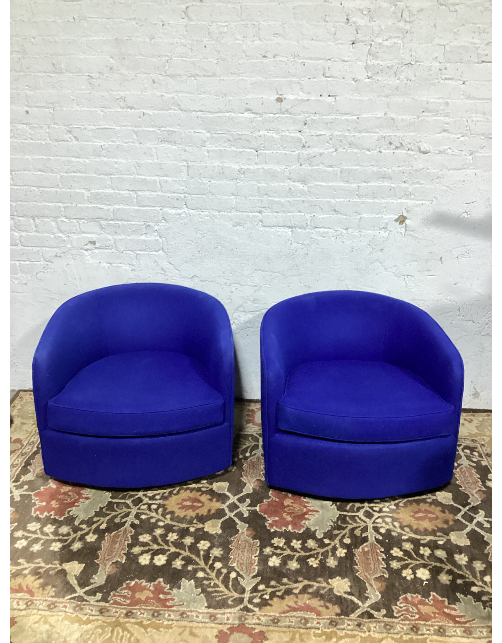 Blue Swivel Barrel Chairs