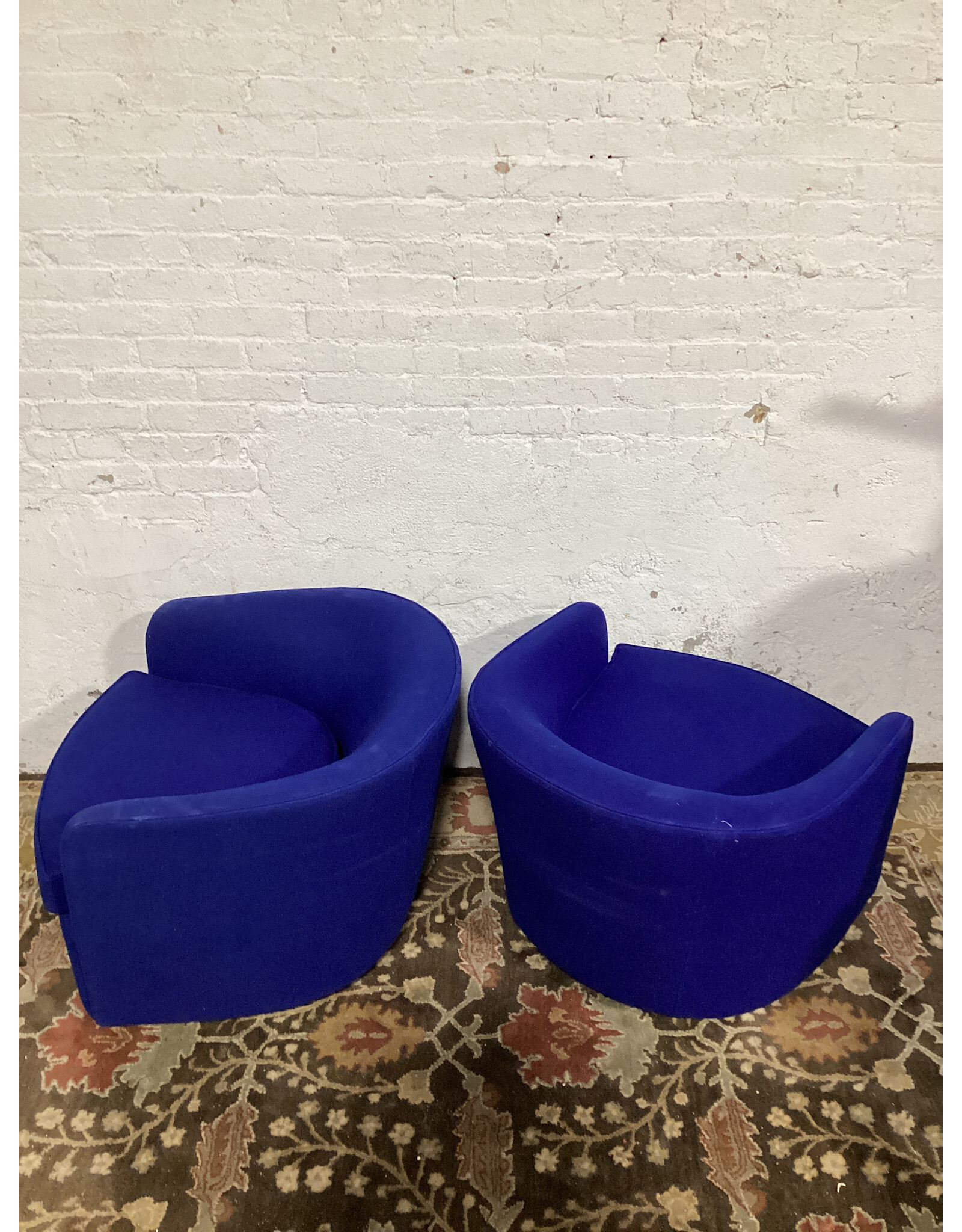 Blue Swivel Barrel Chairs